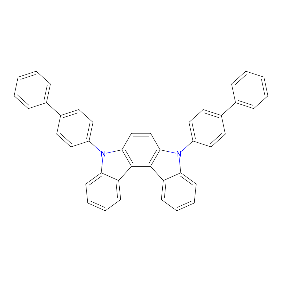 5,8-Di([1,1'-biphenyl]-4-yl)-5,8-dihydroindolo[2,3-c]carbazole molecular structure, CAS 222044-79-3