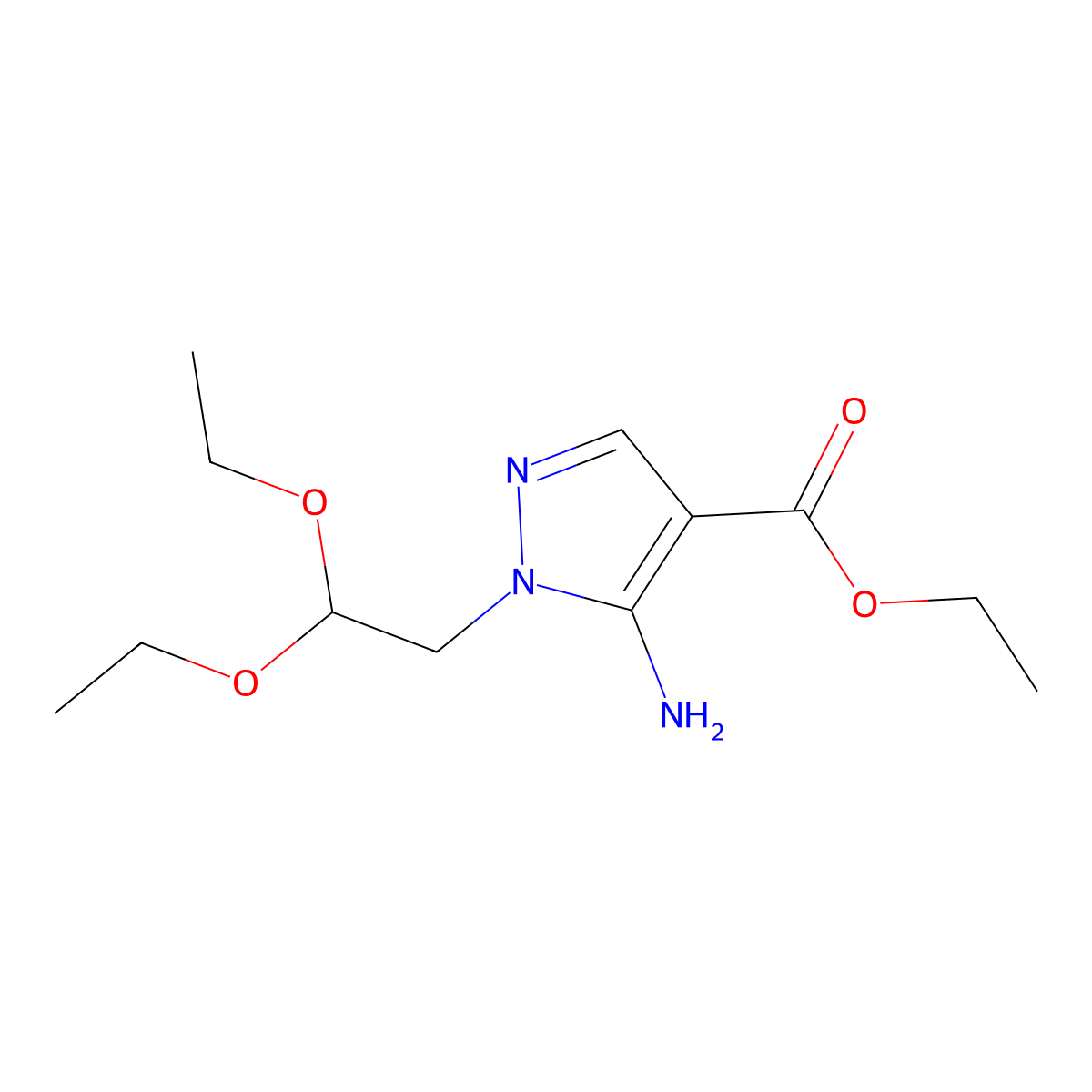 ethyl 5-amino-1-(2,2-diethoxyethyl)-1H-pyrazole-4-carboxylate molecular structure, CAS 222055-80-3