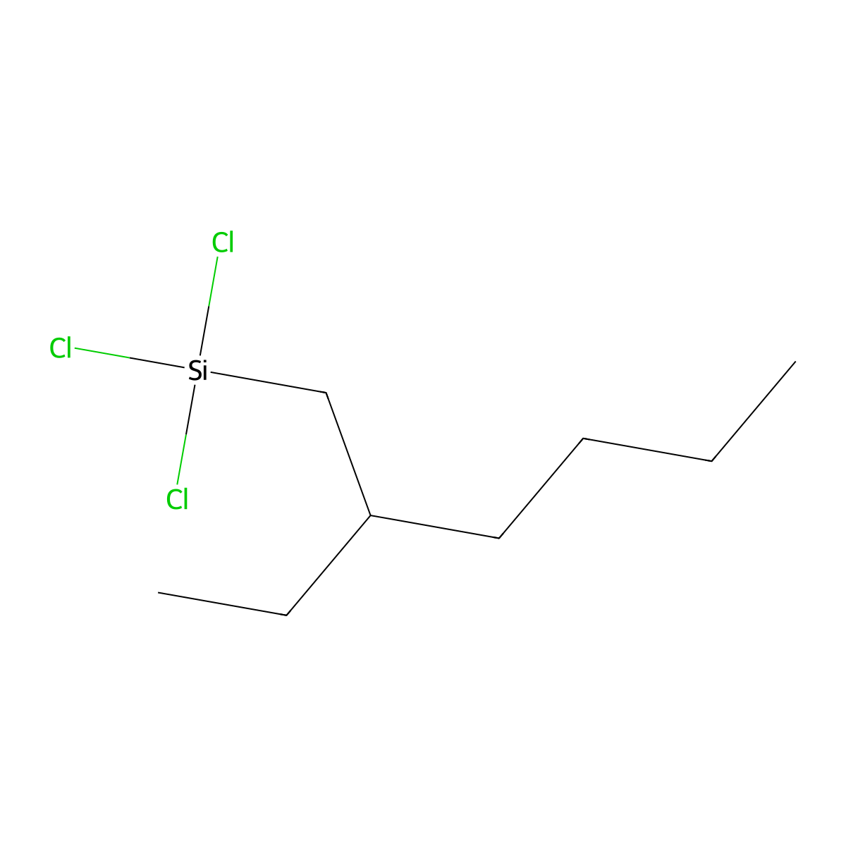 Trichloro(2-ethylhexyl)silane molecular structure, CAS 222058-04-0