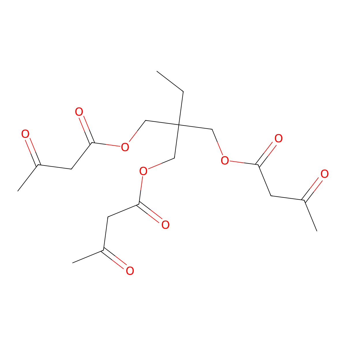 Butanoic acid, 3-oxo-, 1,1'-[2-[(1,3-dioxobutoxy)methyl]-2-ethyl-1,3-propanediyl] ester molecular structure, CAS 22208-25-9