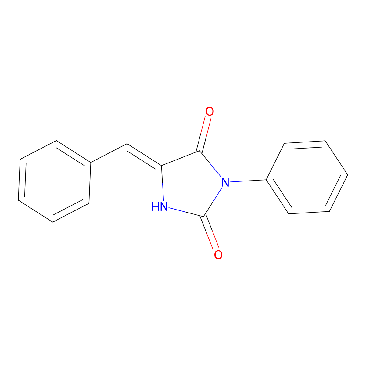 2,4-Imidazolidinedione, 3-phenyl-5-(phenylmethylene)- molecular structure, CAS 2221-17-2