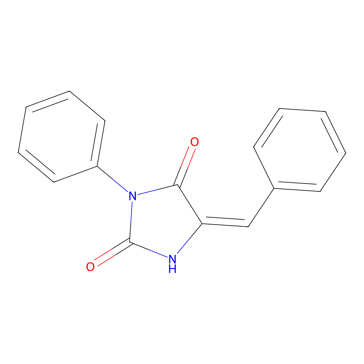 2,4-Imidazolidinedione, 3-phenyl-5-(phenylmethylene)- molecular structure, CAS 2221-17-2