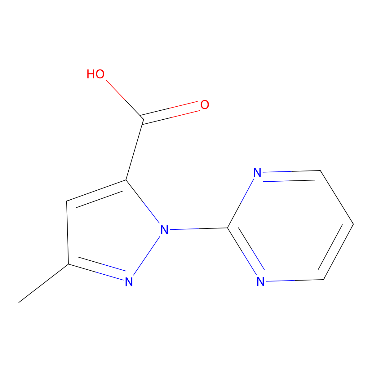 3-Methyl-1-(pyrimidin-2-YL)-1H-pyrazole-5-carboxylic acid molecular structure, CAS 2221011-22-7