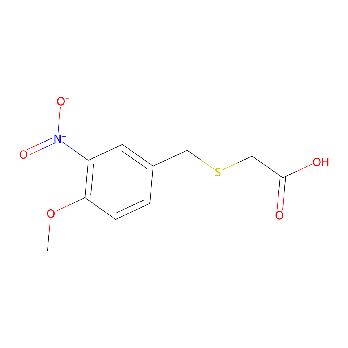 2-((4-Methoxy-3-nitrobenzyl)thio)acetic acid molecular structure, CAS 22216-44-0