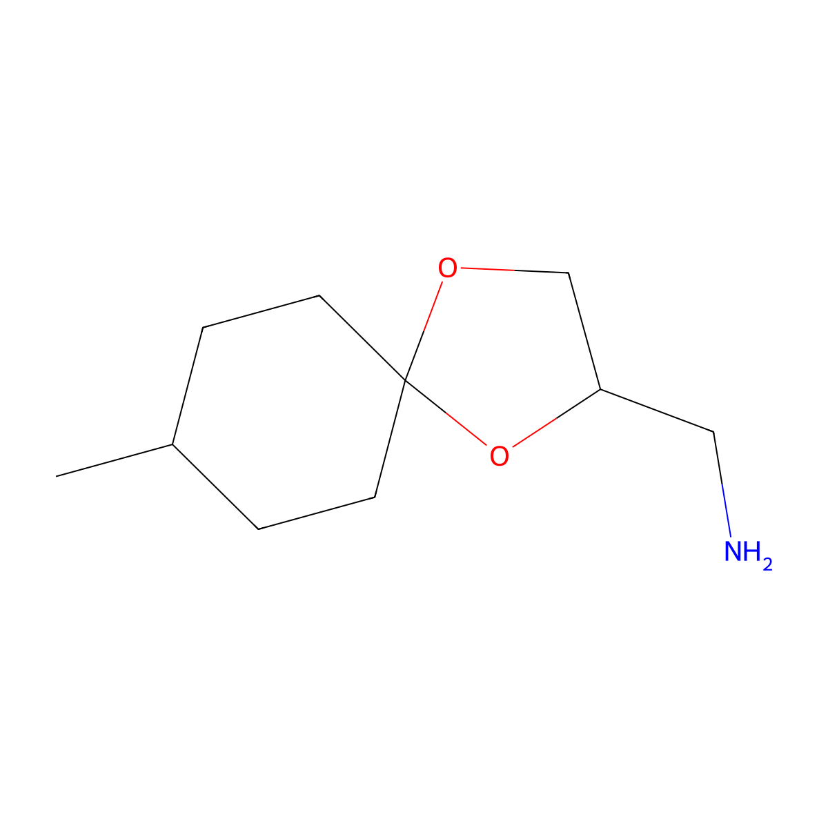 {8-Methyl-1,4-dioxaspiro[4.5]decan-2-yl}methanamine molecular structure, CAS 22216-74-6