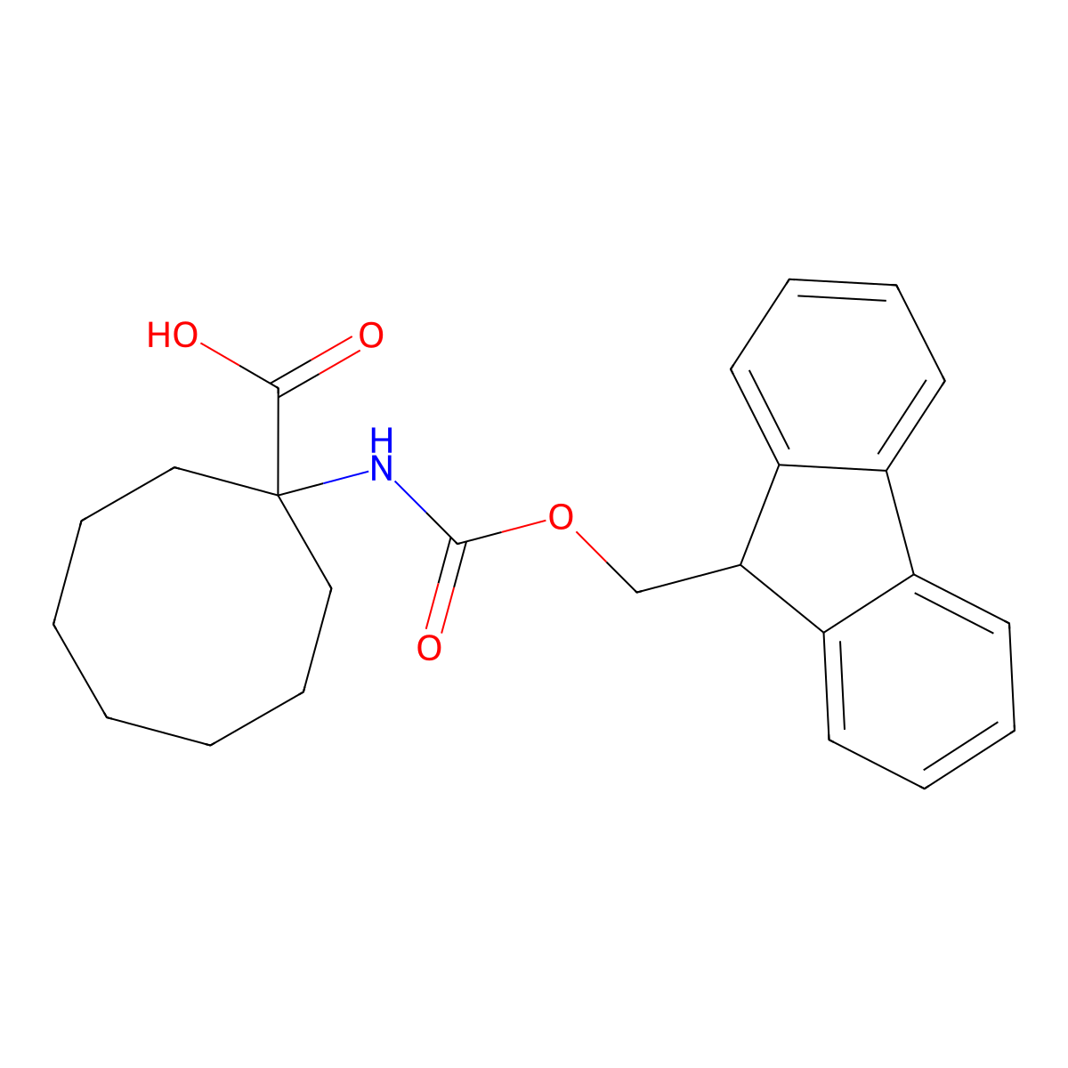 Fmoc-1-amino-1-cyclooctanecarboxylic acid molecular structure, CAS 222166-38-3