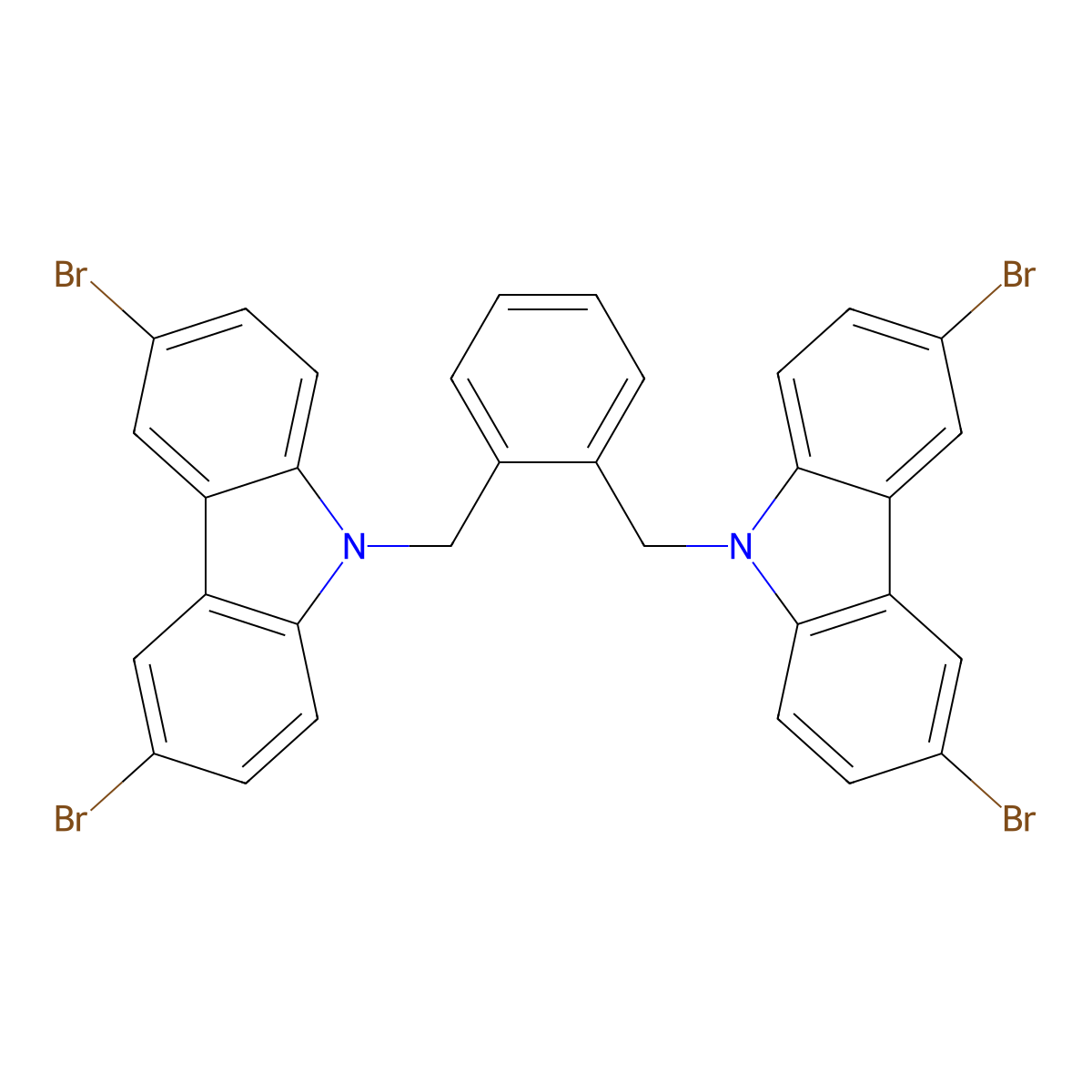 1,2-Bis[(3,6-dibromo-9H-carbazol-9-yl)methyl]benzene molecular structure, CAS 222166-46-3