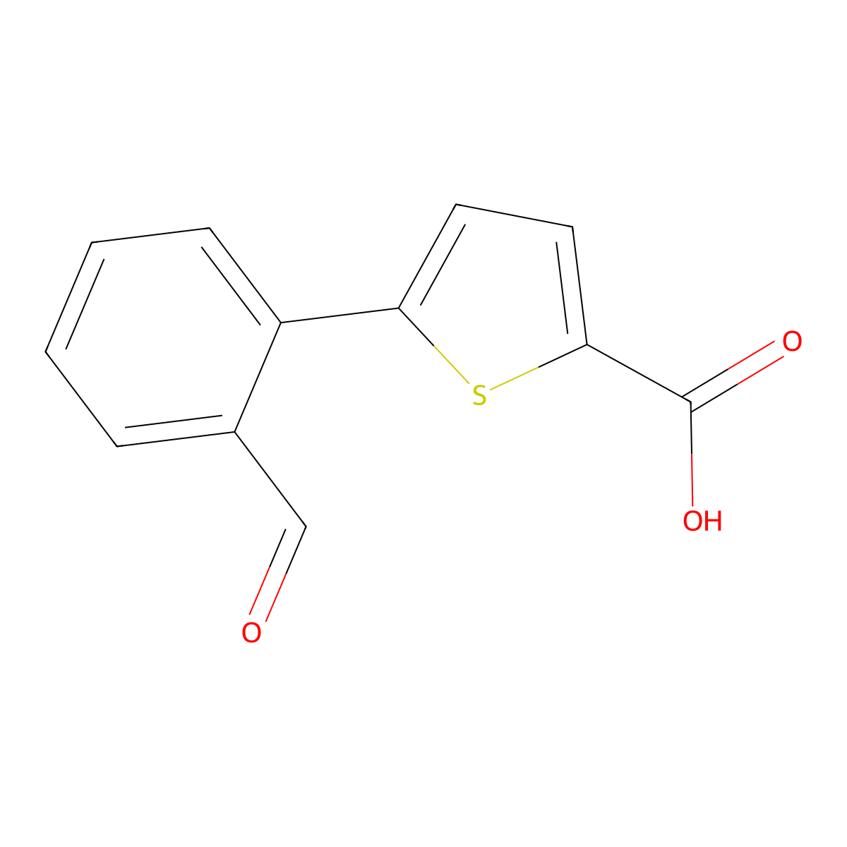 5-(2-Formylphenyl)-2-thiophenecarboxylic acid molecular structure, CAS 222180-24-7