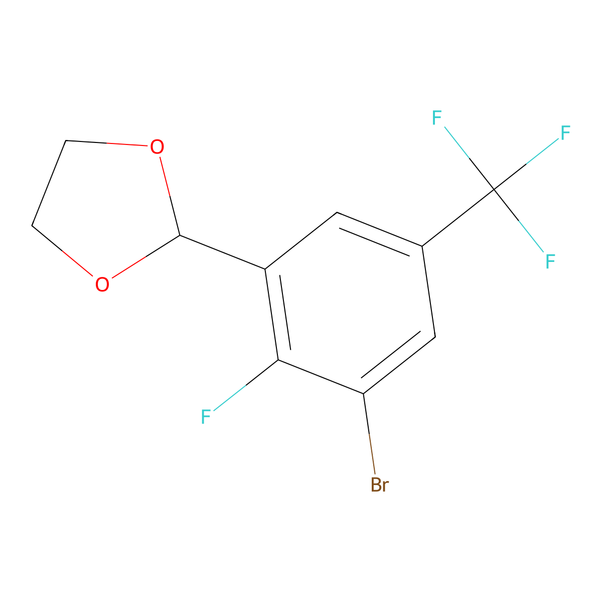 2-[3-Bromo-2-fluoro-5-(trifluoromethyl)phenyl]-1,3-dioxolane molecular structure, CAS 2221811-98-7