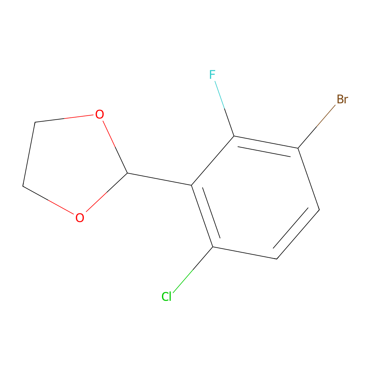 2-(3-Bromo-6-chloro-2-fluorophenyl)-1,3-dioxolane molecular structure, CAS 2221812-00-4