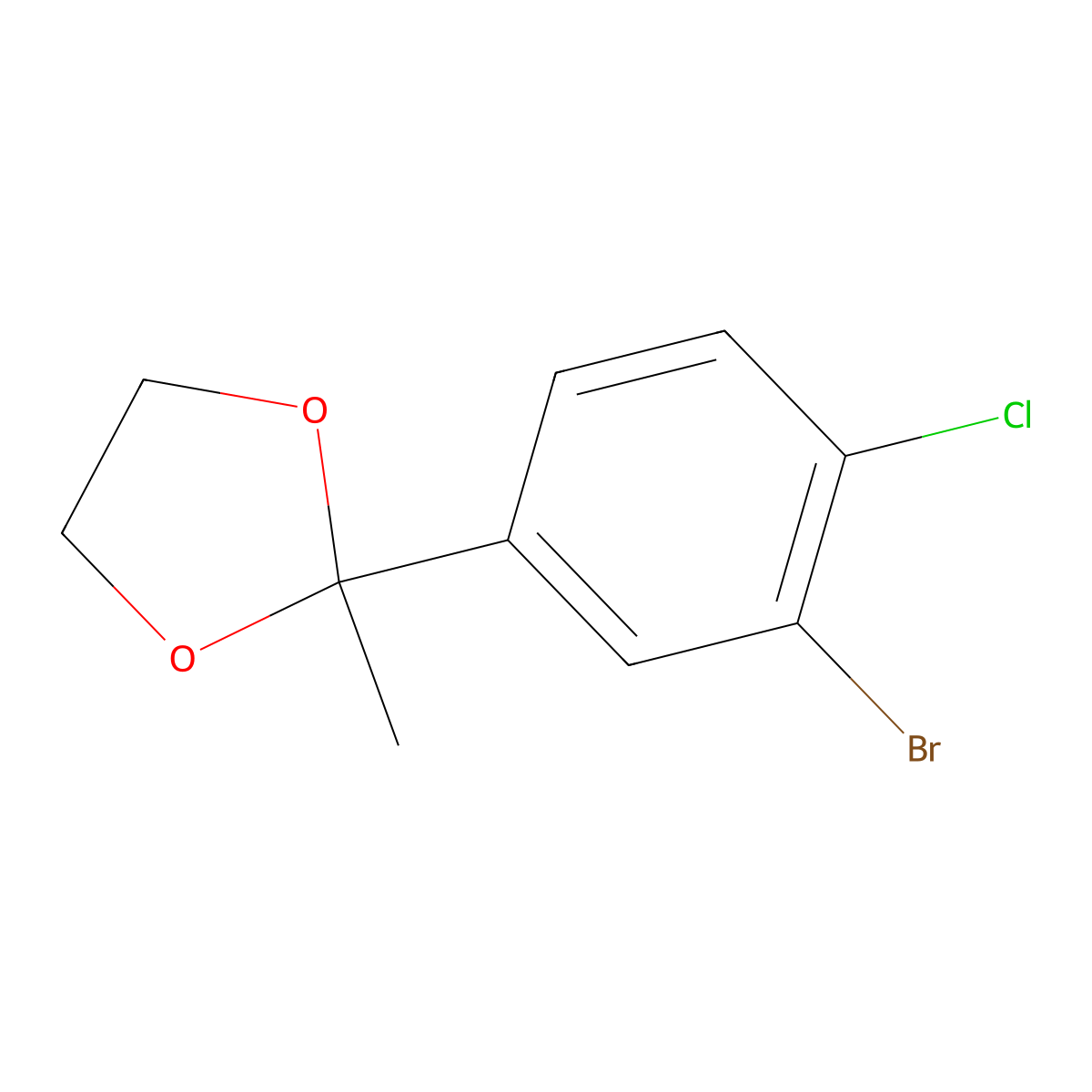 2-(3-Bromo-4-chlorophenyl)-2-methyl-1,3-dioxolane molecular structure, CAS 2221812-04-8