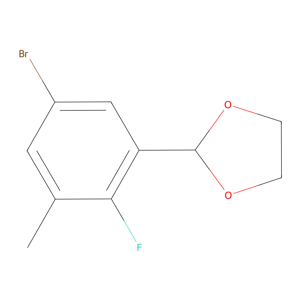 2-(5-Bromo-2-fluoro-3-methylphenyl)-1,3-dioxolane molecular structure, CAS 2221812-06-0