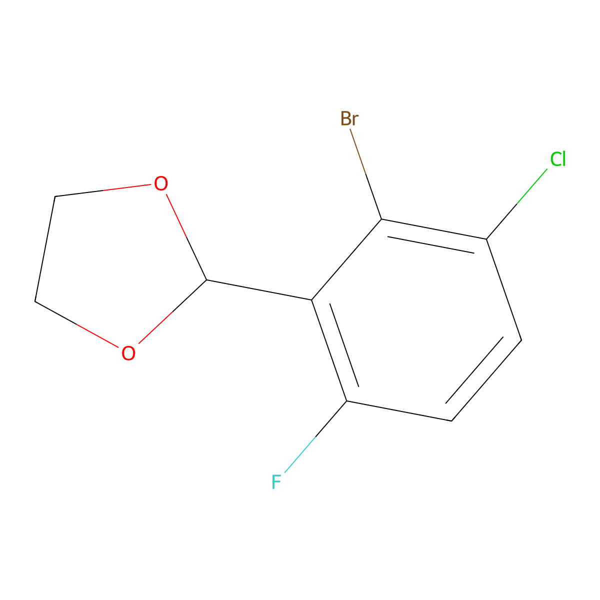 2-(2-Bromo-3-chloro-6-fluorophenyl)-1,3-dioxolane molecular structure, CAS 2221812-07-1
