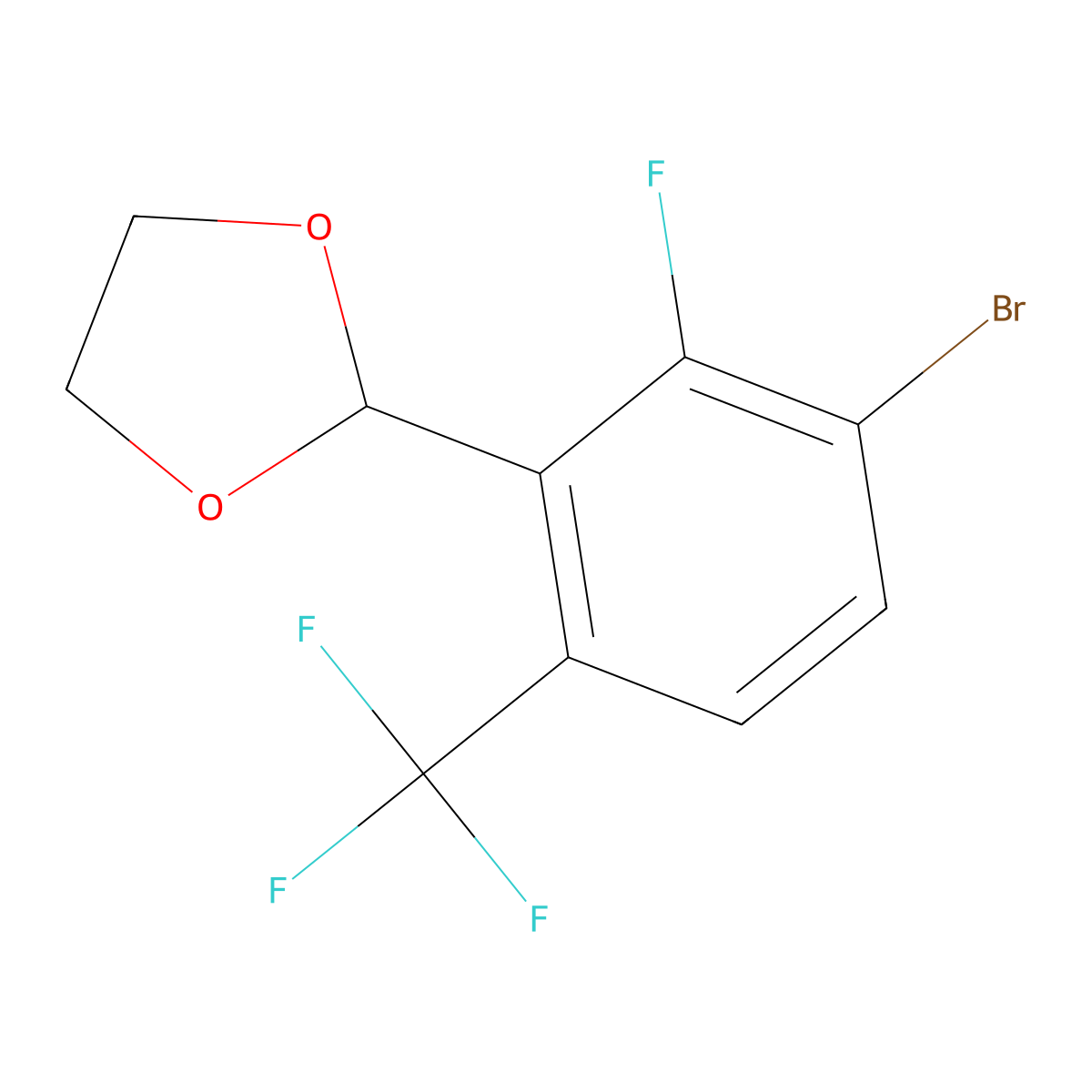 2-[3-Bromo-2-fluoro-6-(trifluoromethyl)phenyl]-1,3-dioxolane molecular structure, CAS 2221812-08-2