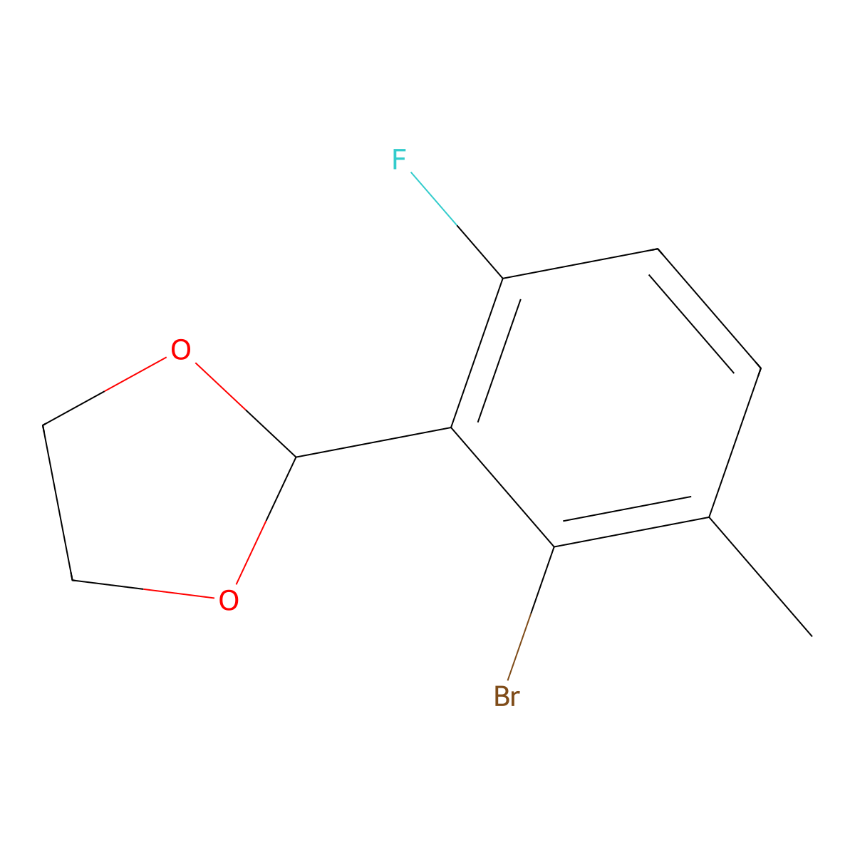 2-(2-Bromo-6-fluoro-3-methylphenyl)-1,3-dioxolane molecular structure, CAS 2221812-14-0