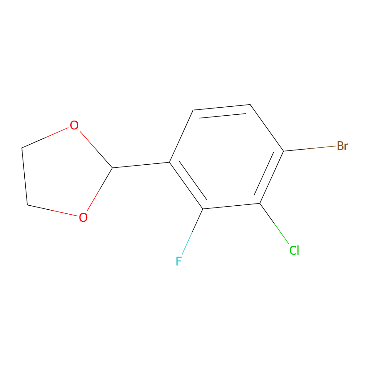 2-(4-Brom-3-chloro-2-fluorophenyl)-1,3-dioxolane molecular structure, CAS 2221812-21-9