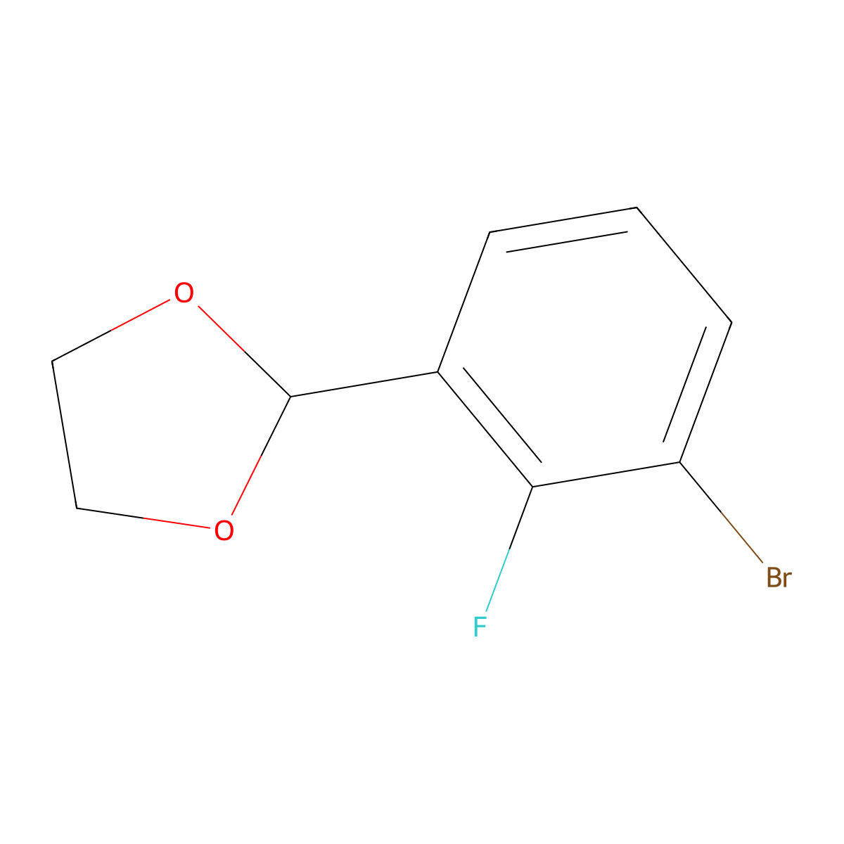 2-(3-Bromo-2-fluorophenyl)-1,3-dioxolane molecular structure, CAS 2221812-23-1