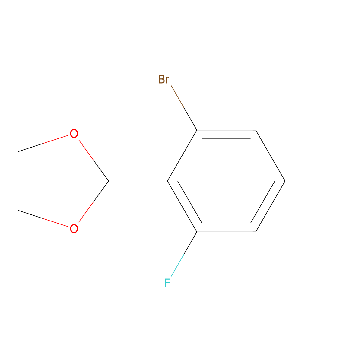 2-(2-Bromo-6-fluoro-4-methylphenyl)-1,3-dioxolane molecular structure, CAS 2221812-28-6