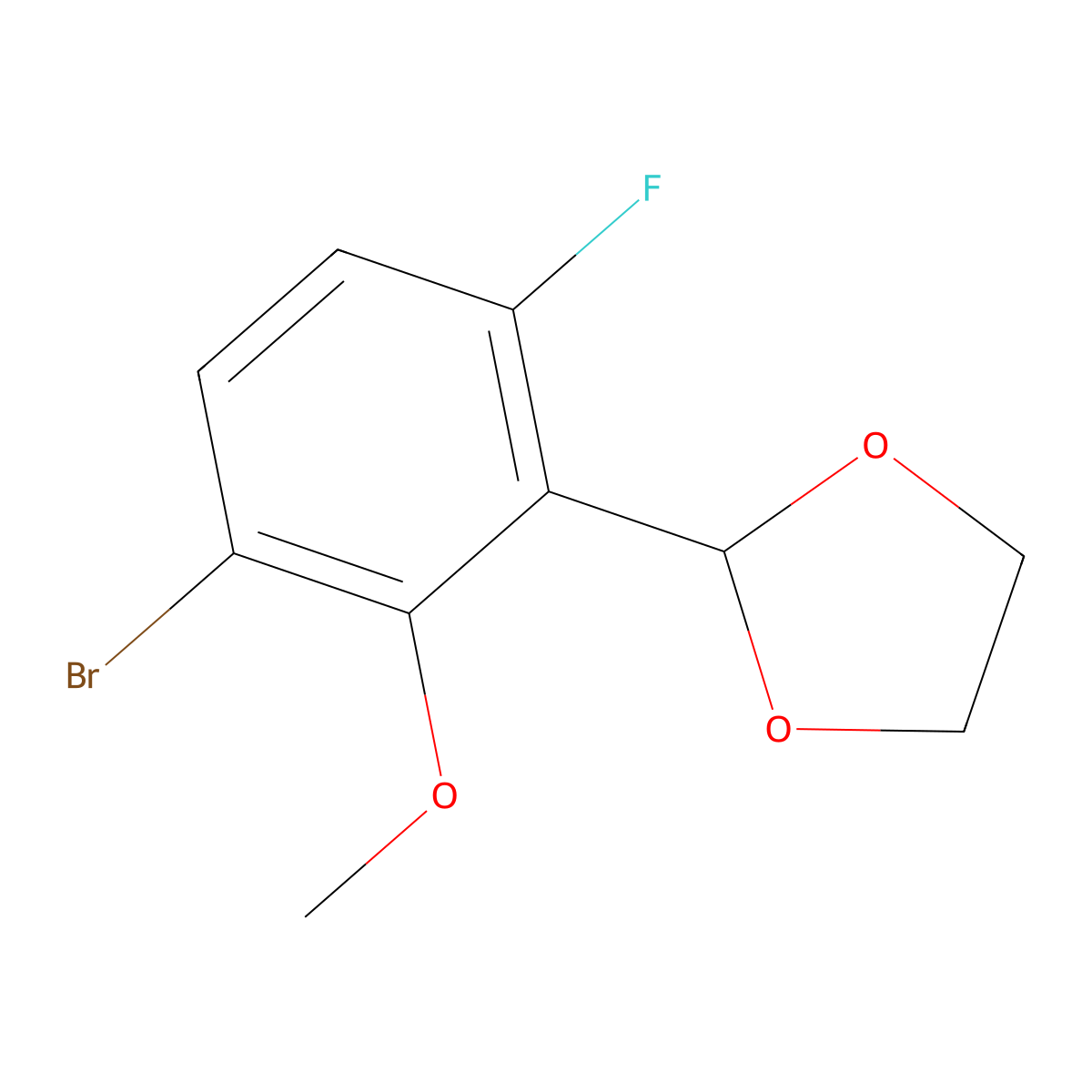 2-(3-Bromo-6-fluoro-2-methoxyphenyl)-1,3-dioxolane molecular structure, CAS 2221812-29-7