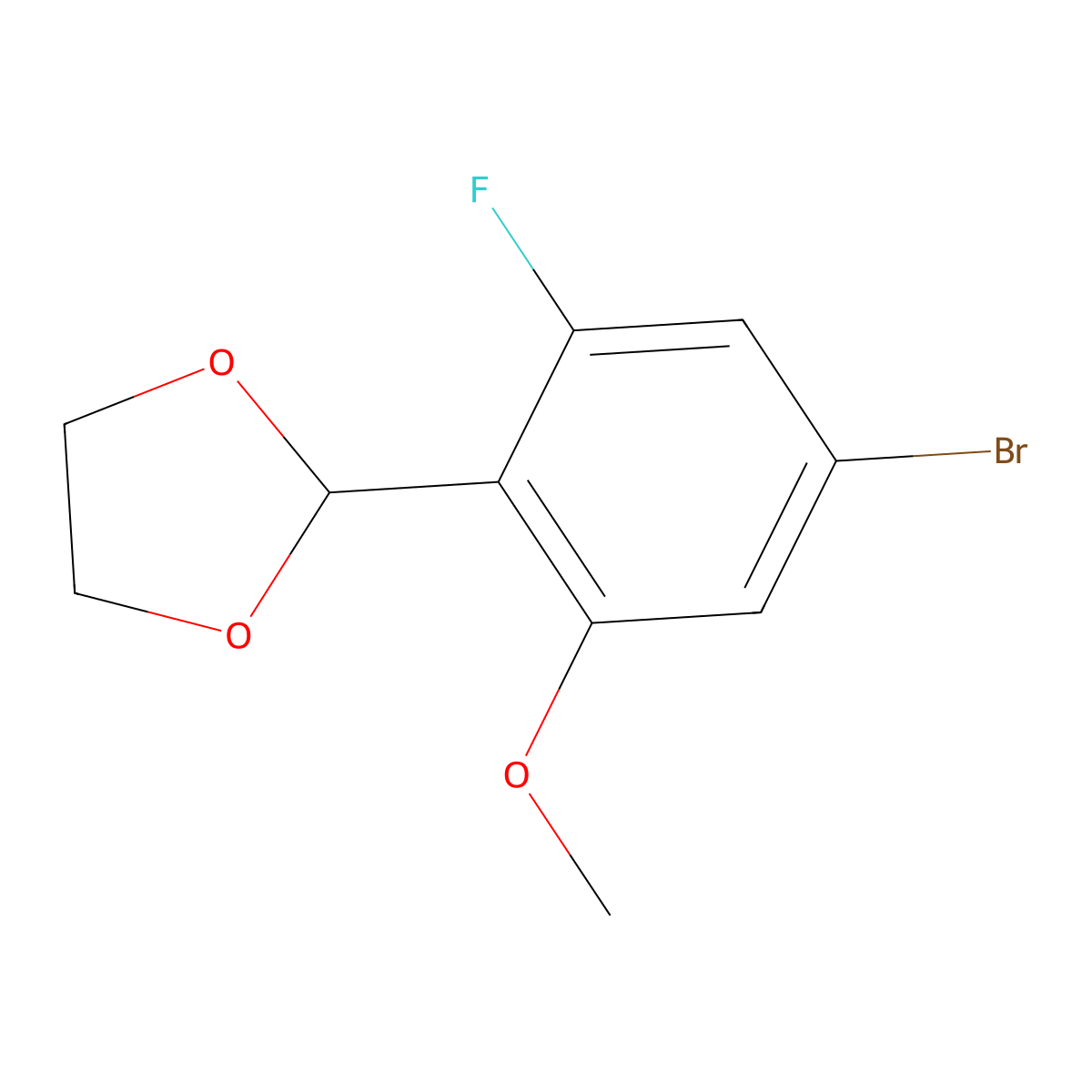 2-(4-Bromo-2-fluoro-6-methoxyphenyl)-1,3-dioxolane molecular structure, CAS 2221812-32-2