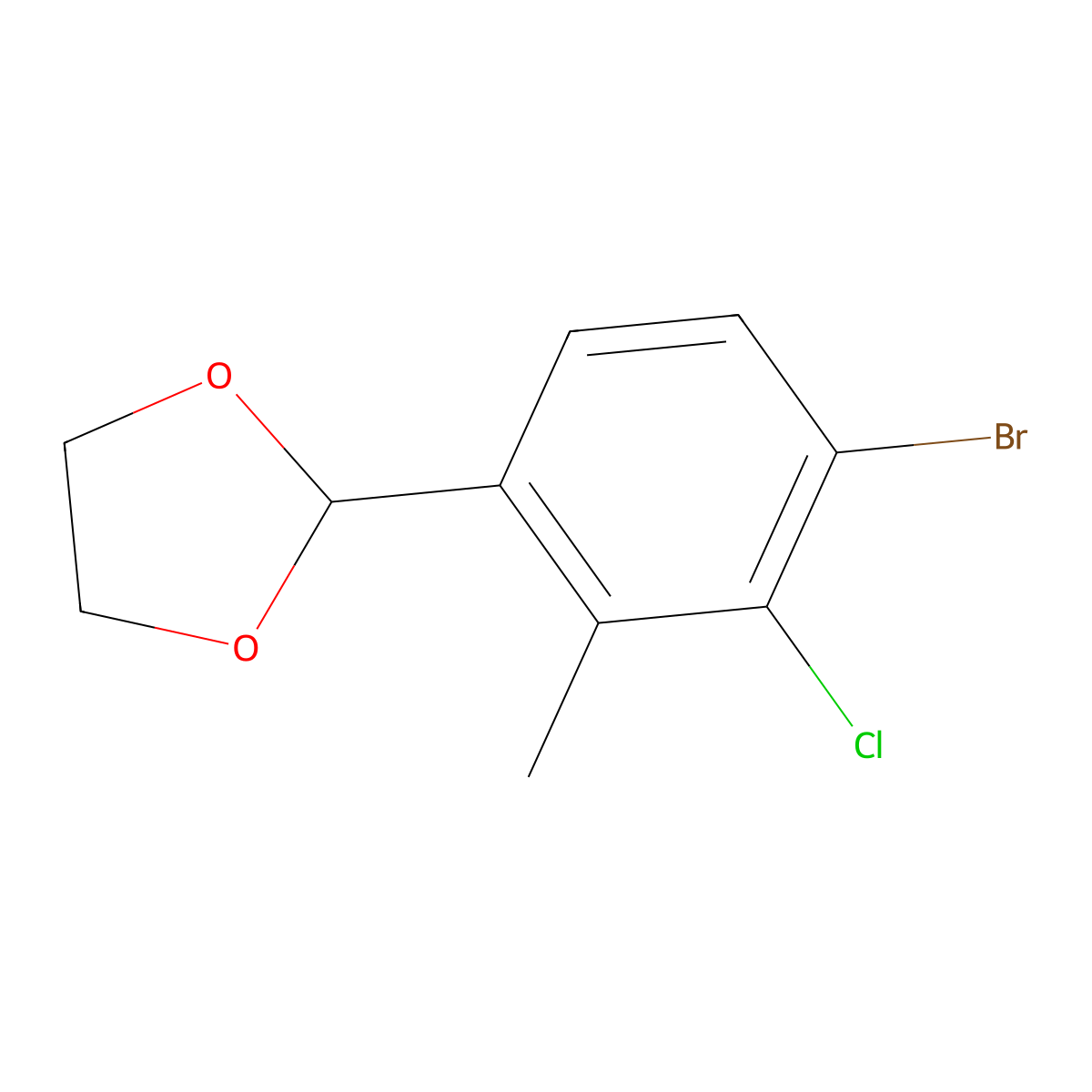 2-(4-Bromo-3-chloro-2-methylphenyl)-1,3-dioxolane molecular structure, CAS 2221812-33-3