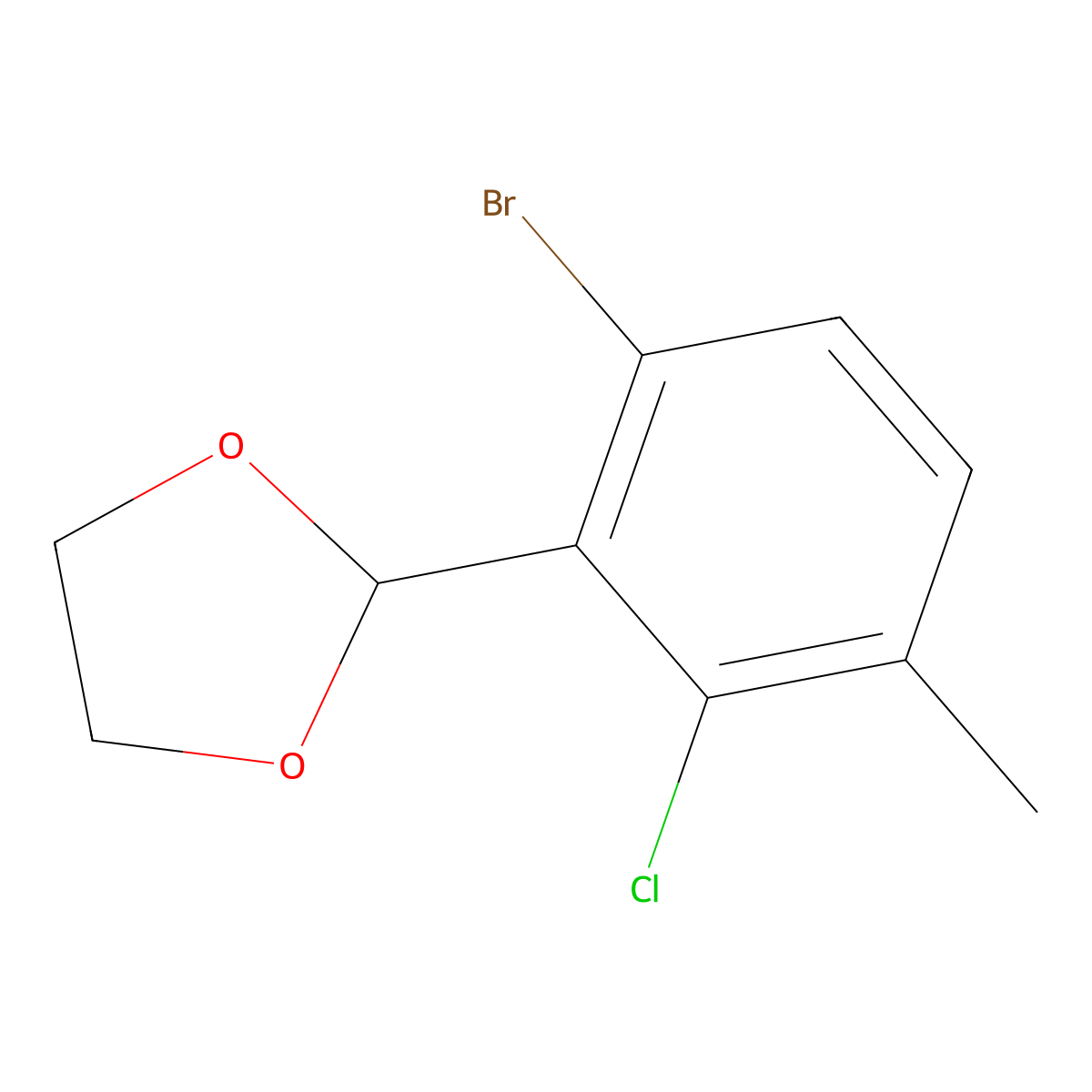 2-(6-Bromo-2-chloro-3-methylphenyl)-1,3-Dioxolane molecular structure, CAS 2221812-36-6