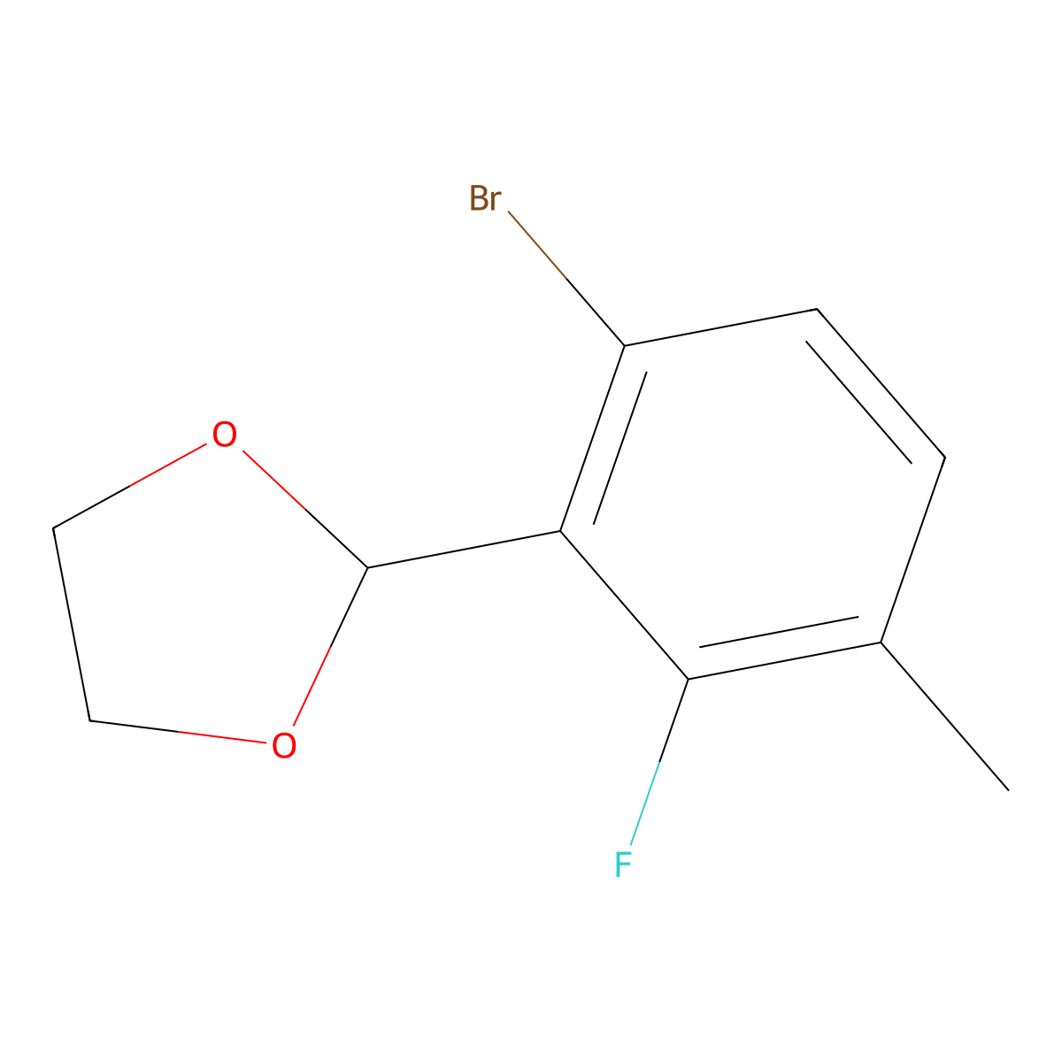 2-(6-Bromo-2-fluoro-3-methylphenyl)-1,3-dioxolane molecular structure, CAS 2221812-38-8
