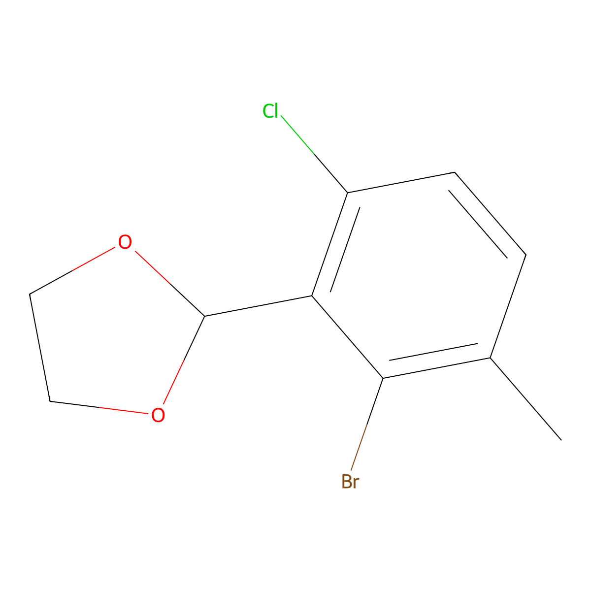 2-(2-Bromo-6-chloro-3-methylphenyl)-1,3-dioxolane molecular structure, CAS 2221812-39-9