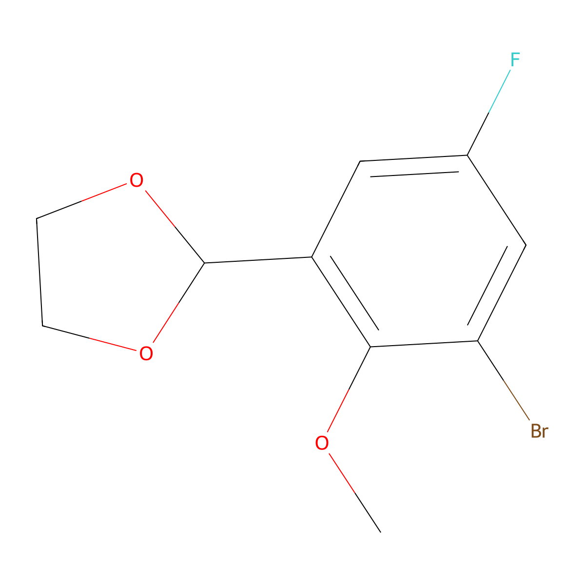 2-(3-Bromo-5-fluoro-2-methoxyphenyl)-1,3-dioxolane molecular structure, CAS 2221812-40-2