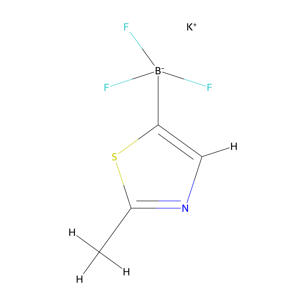 Potassium trifluoro(2-methyl-1,3-thiazol-5-yl)boranuide molecular structure, CAS 2221989-01-9