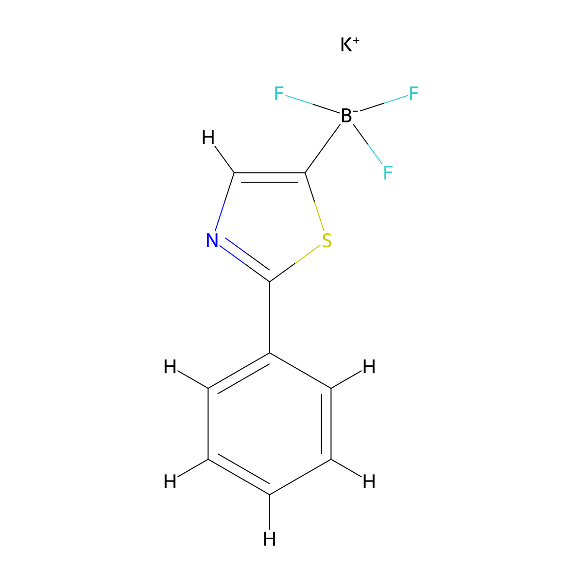 Potassium trifluoro(2-phenyl-1,3-thiazol-5-yl)boranuide molecular structure, CAS 2221991-07-5