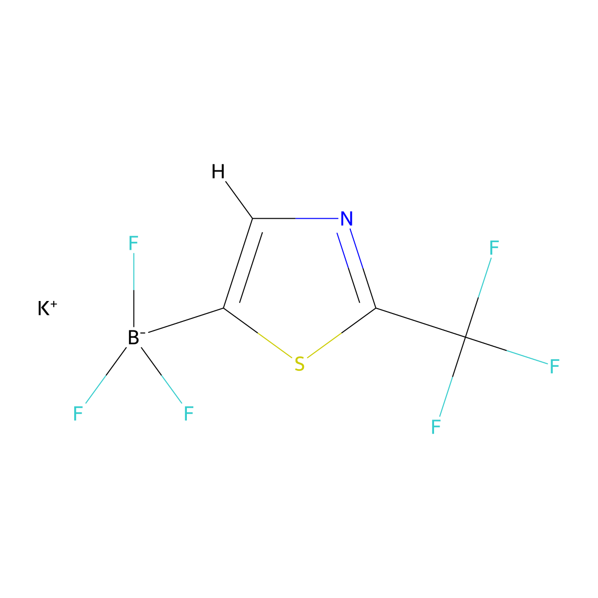 Potassium trifluoro[2-(trifluoromethyl)-1,3-thiazol-5-yl]boranuide molecular structure, CAS 2221991-10-0