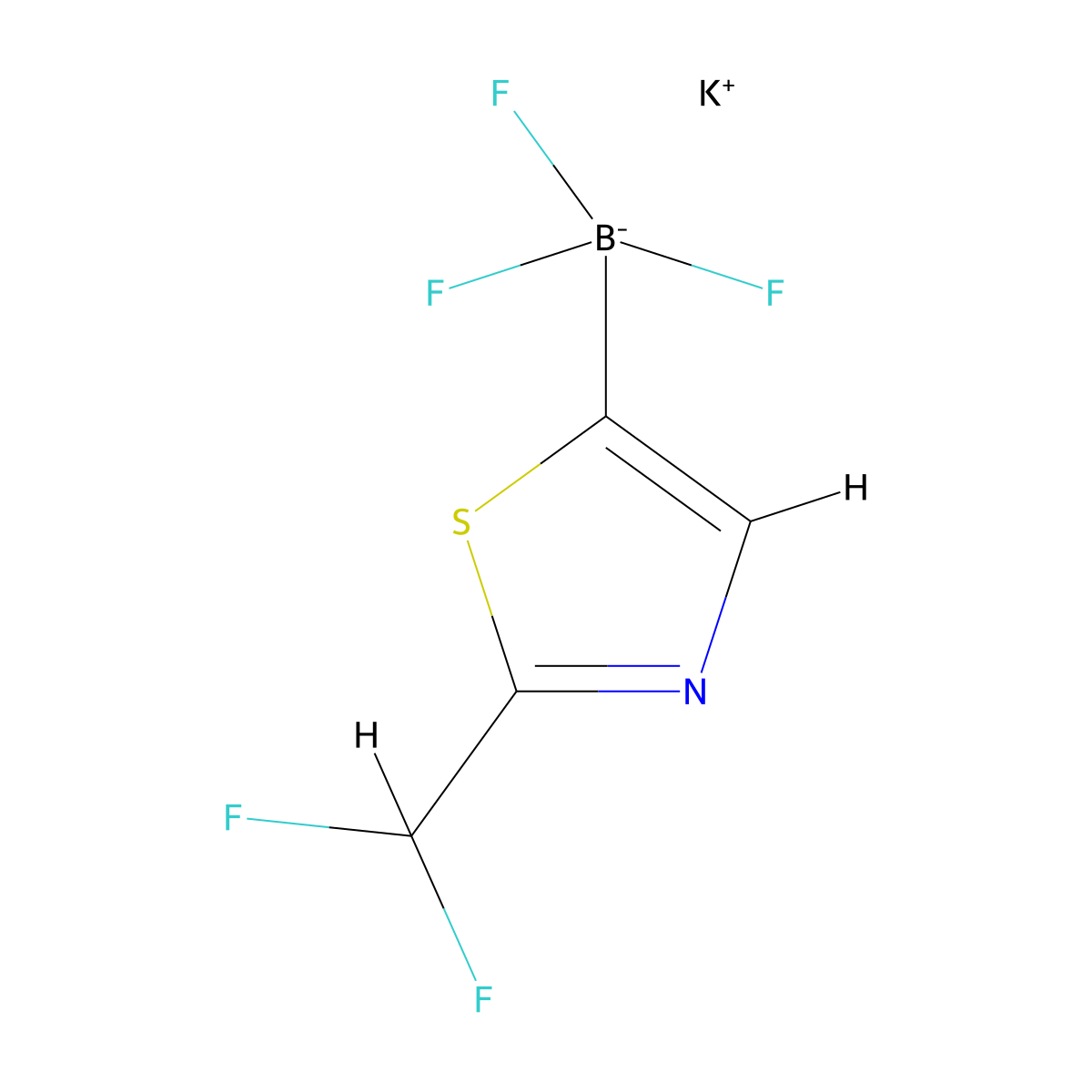Potassium [2-(difluoromethyl)-1,3-thiazol-5-yl]trifluoroboranuide molecular structure, CAS 2221991-13-3