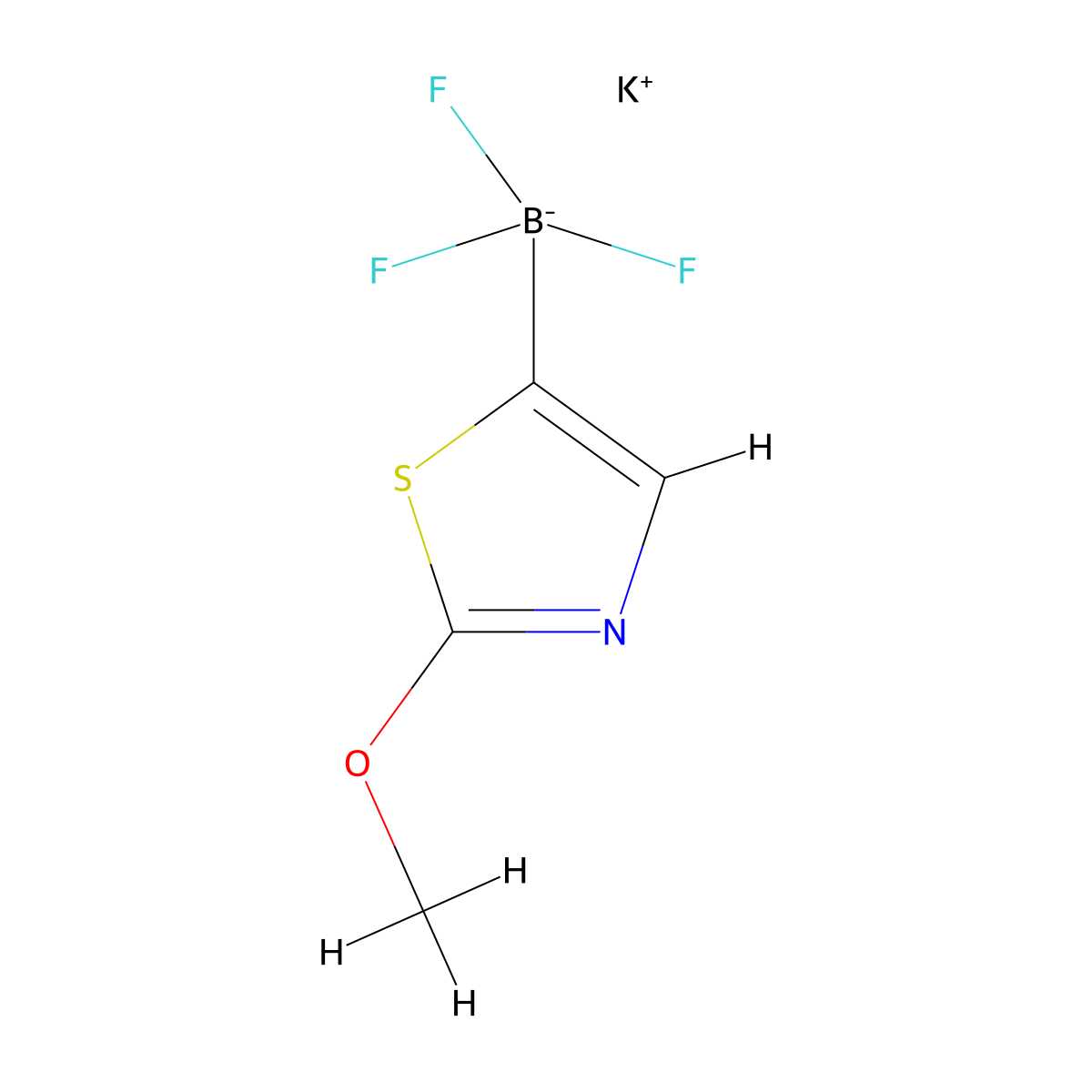 Potassium trifluoro(2-methoxy-1,3-thiazol-5-YL)boranuide molecular structure, CAS 2221991-22-4