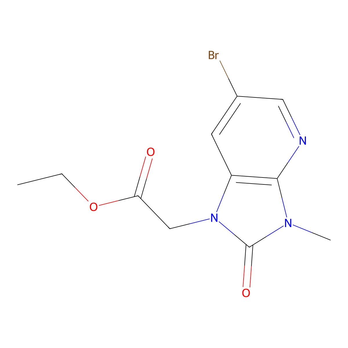ethyl 2-(6-bromo-3-methyl-2-oxo-2,3-dihydro-1H-imidazo[4,5-b]pyridin-1-yl)acetate molecular structure, CAS 2222019-11-4