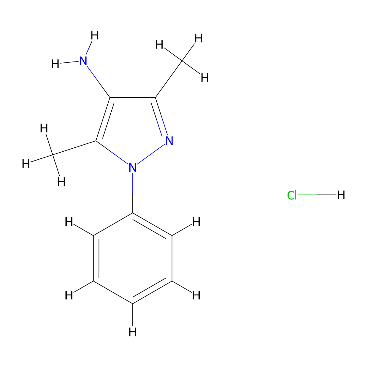 3,5-dimethyl-1-phenyl-1H-pyrazol-4-aminehydrochloride molecular structure, CAS 2222060-17-3
