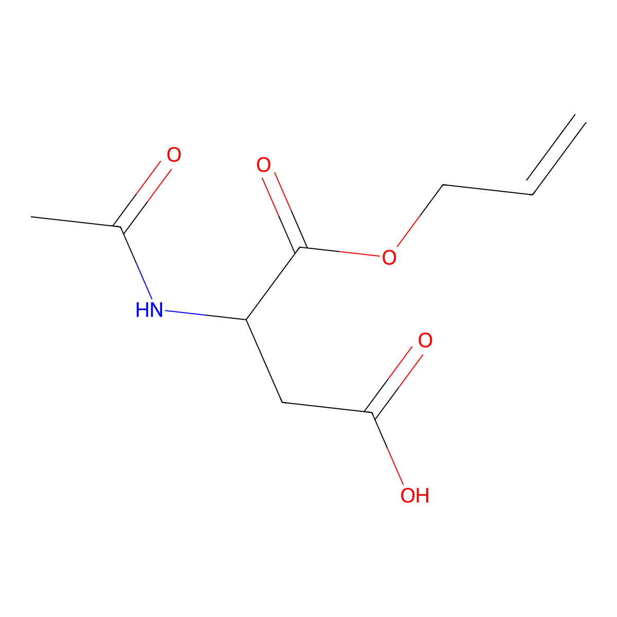 (3S)-3-acetamido-4-oxo-4-(prop-2-en-1-yloxy)butanoic acid molecular structure, CAS 2222094-28-0