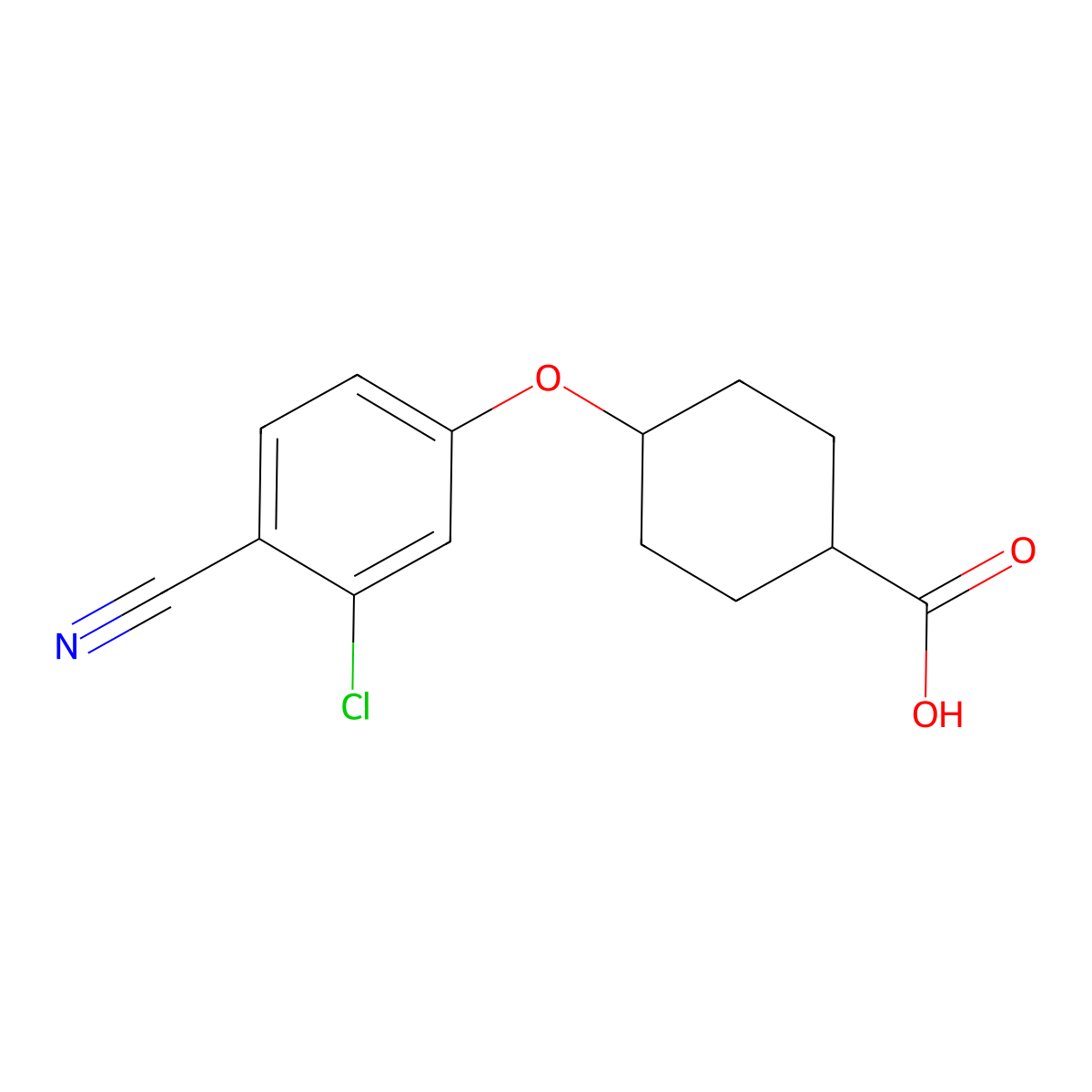 trans-4-(3-Chloro-4-cyano-phenoxy)cyclohexanecarboxylic acid molecular structure, CAS 2222114-60-3