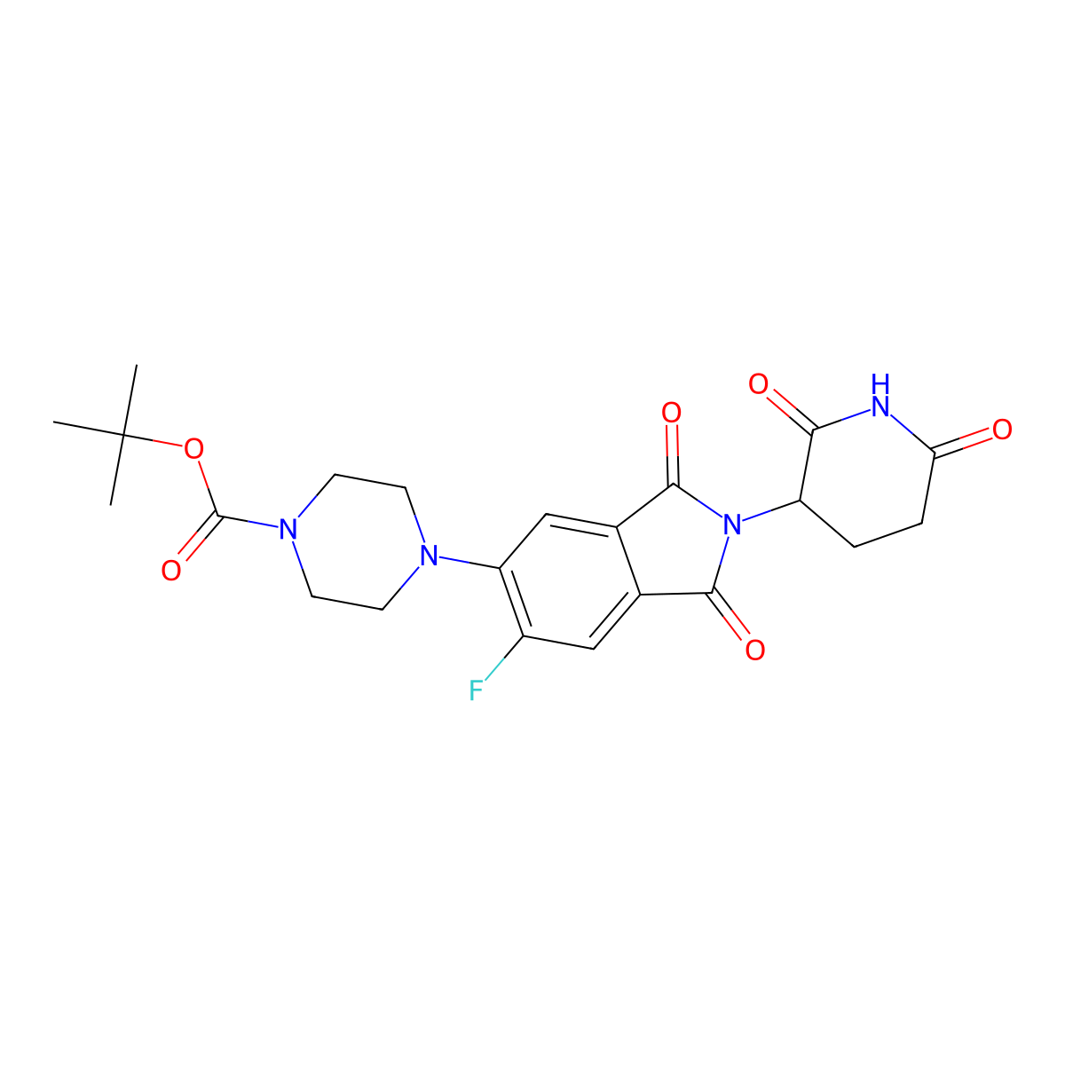 Tert-butyl 4-(2-(2,6-dioxopiperidin-3-yl)-6-fluoro-1,3-dioxoisoindolin-5-yl)piperazine-1-carboxylate molecular structure, CAS 2222116-02-9