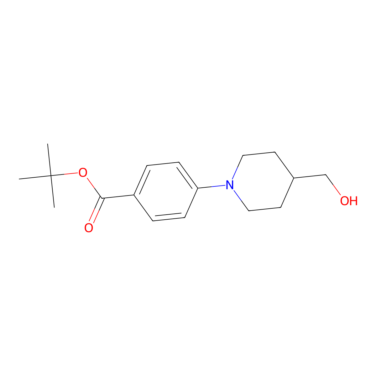 tert-Butyl 4-(4-(hydroxymethyl)piperidin-1-yl)benzoate molecular structure, CAS 2222116-06-3