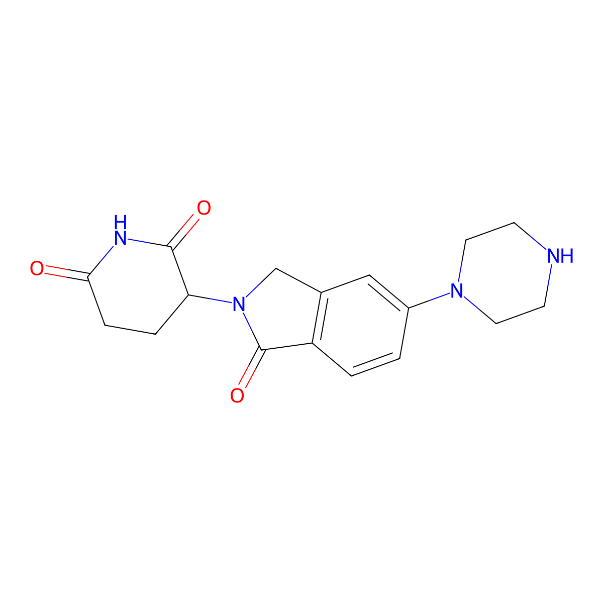 3-(1-Oxo-5-piperazin-1-ylisoindolin-2-yl)piperidine-2,6-dione molecular structure, CAS 2222120-30-9
