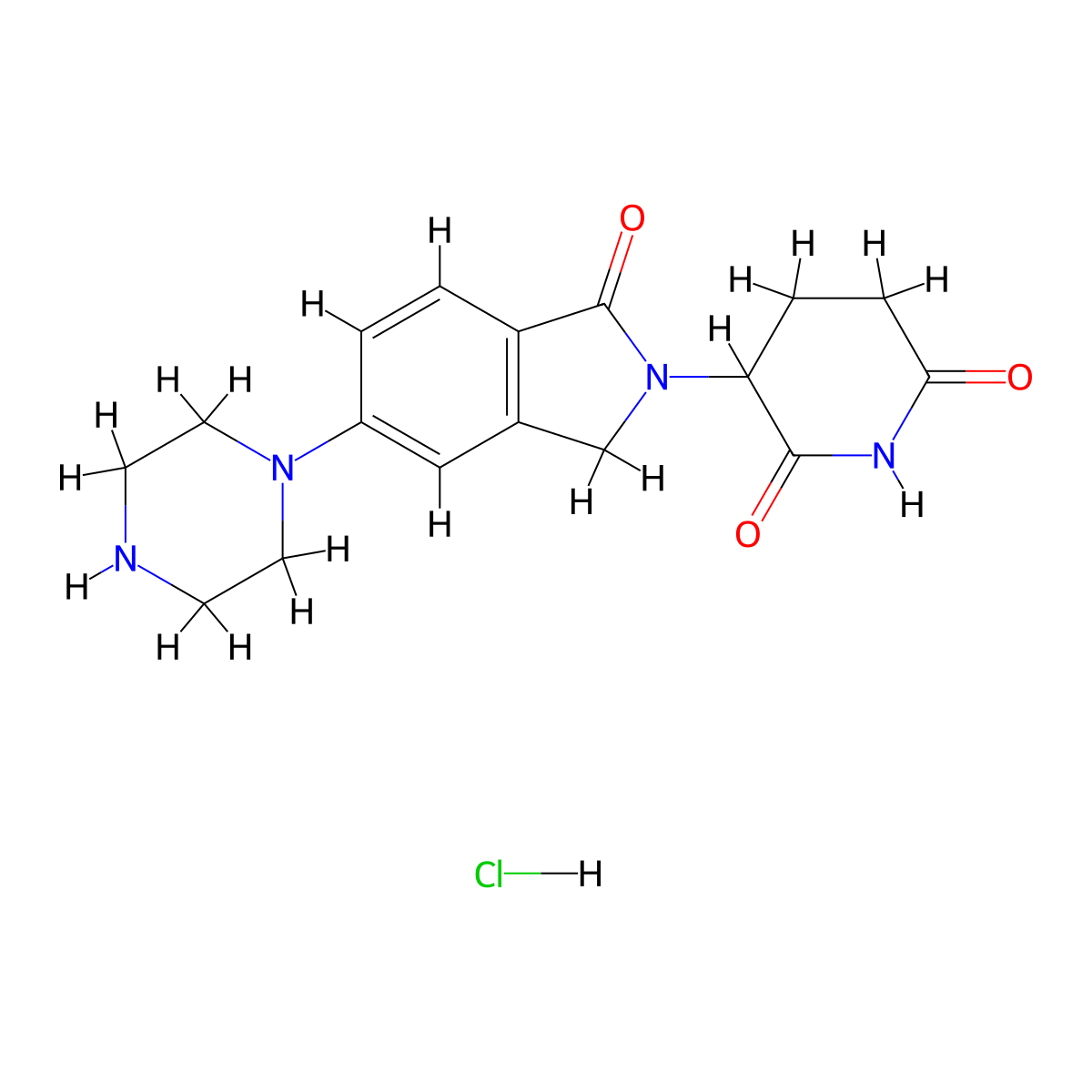 3-(1-Oxo-5-(piperazin-1-yl)isoindolin-2-yl)piperidine-2,6-dione hydrochloride molecular structure, CAS 2222120-31-0