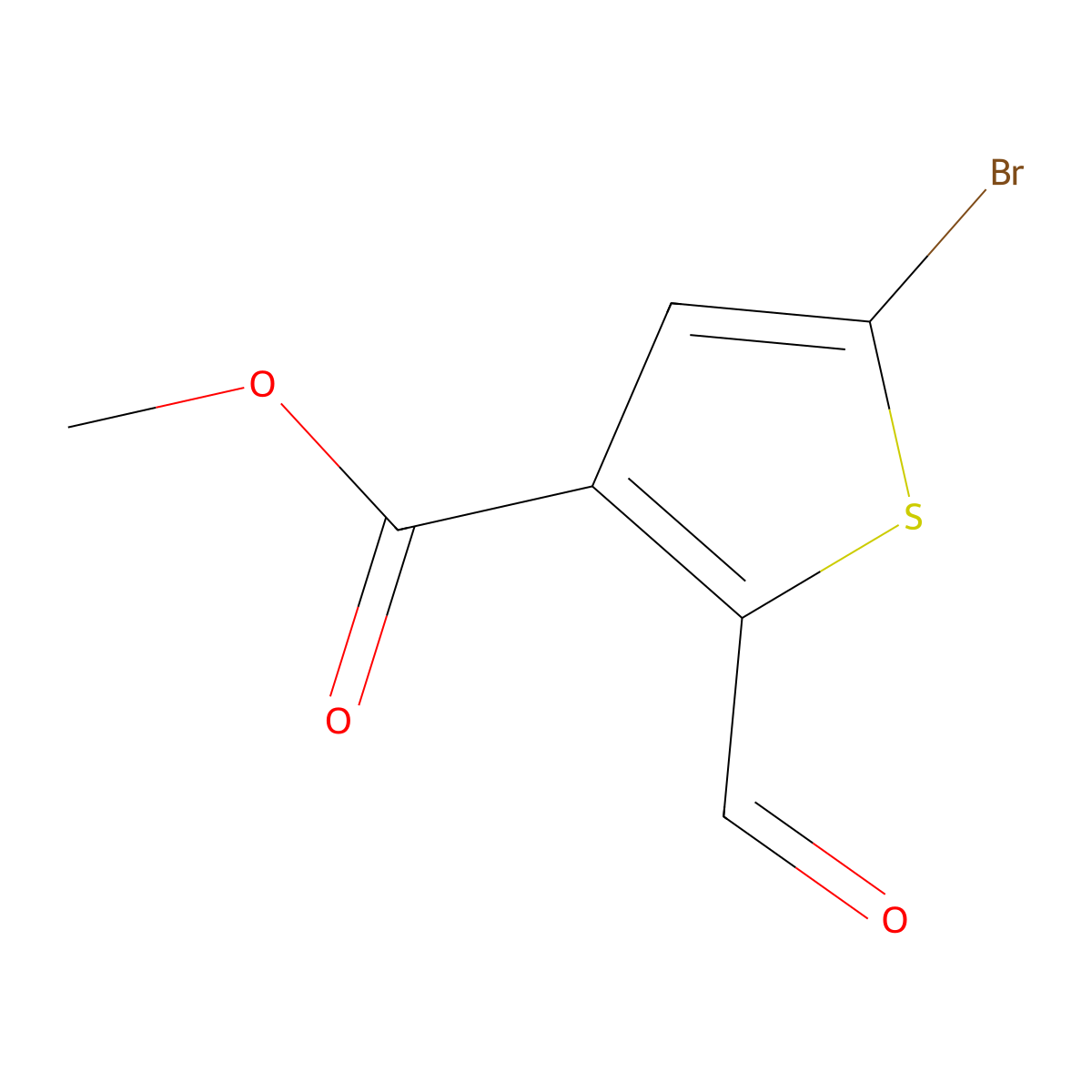 Methyl 5-bromo-2-formylthiophene-3-carboxylate molecular structure, CAS 2222136-38-9