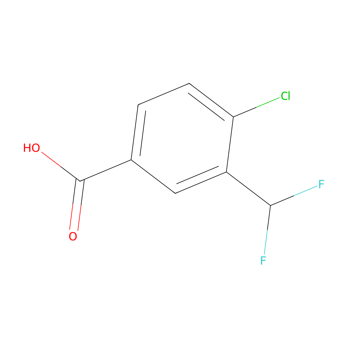 4-Chloro-3-(difluoromethyl)benzoic acid molecular structure, CAS 2222162-05-0