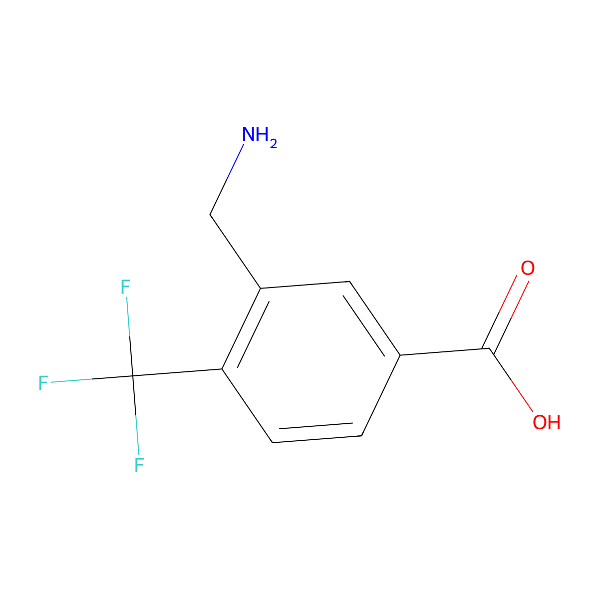 3-(Aminomethyl)-4-(trifluoromethyl)benzoic acid molecular structure, CAS 2222171-38-0