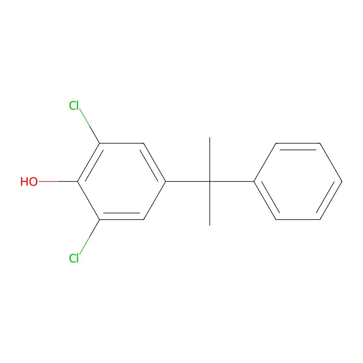 2,6-Dichloro-4-(1-methyl-1-phenylethyl)phenol molecular structure, CAS 22223-51-4