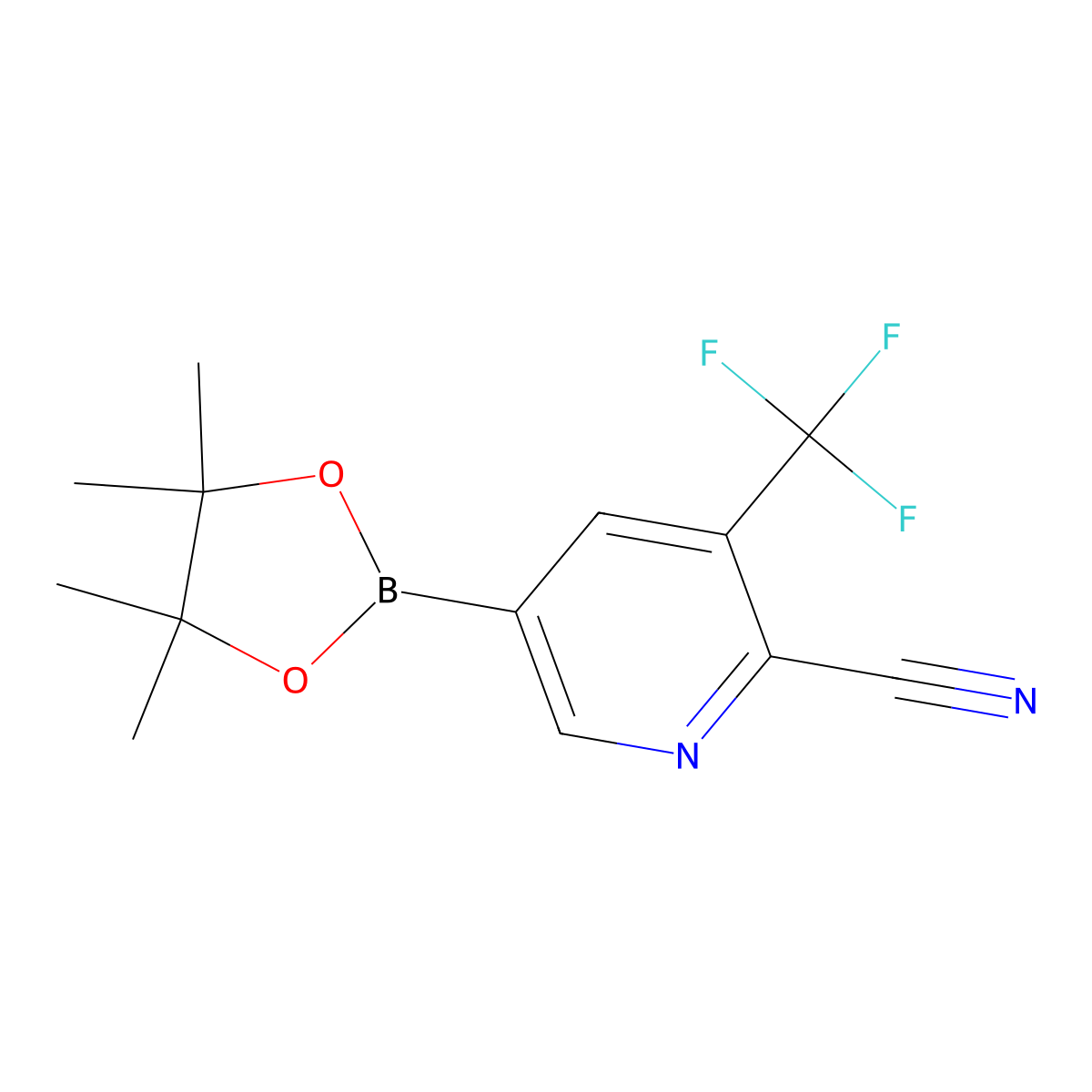 5-(4,4,5,5-Tetramethyl-1,3,2-dioxaborolan-2-yl)-3-(trifluoromethyl)picolinonitrile molecular structure, CAS 2222333-25-5