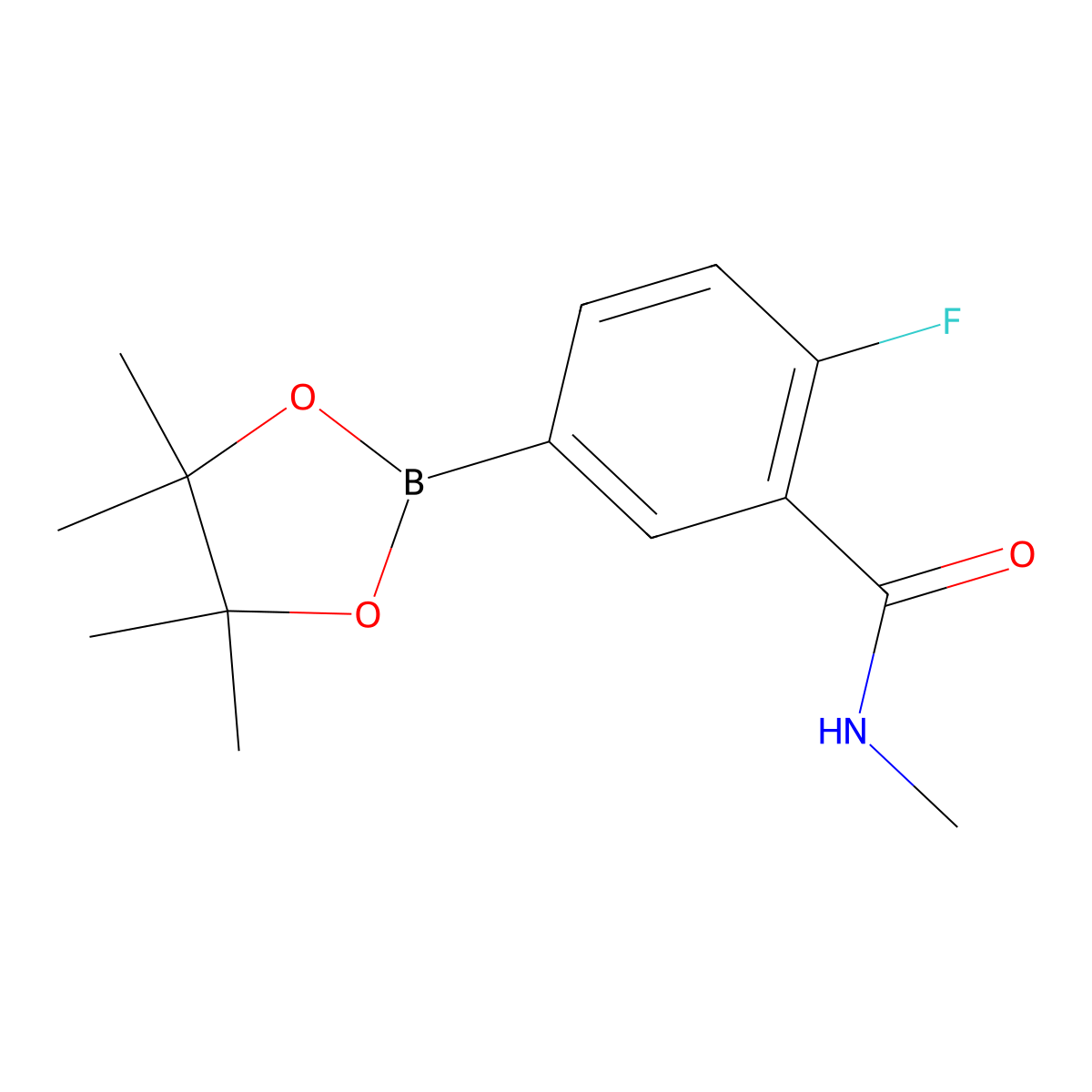 2-fluoro-N-methyl-5-(4,4,5,5-tetramethyl-1,3,2-dioxaborolan-2-yl)benzamide molecular structure, CAS 2222333-26-6