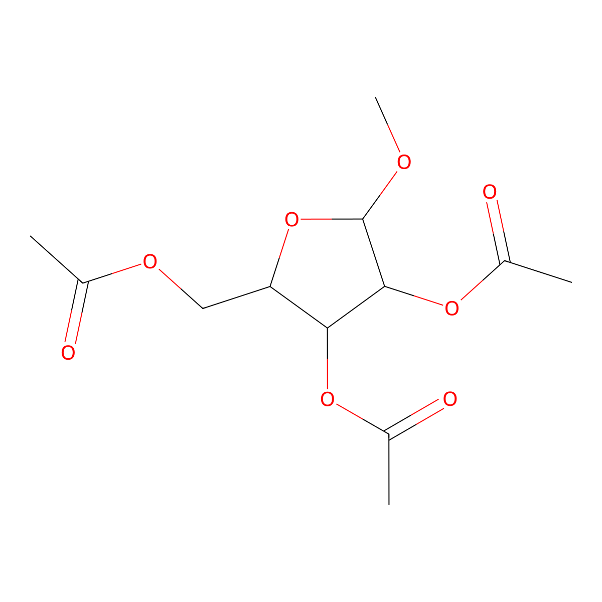 (3,4-Diacetyloxy-5-methoxyoxolan-2-yl)methyl acetate molecular structure, CAS 22224-39-1