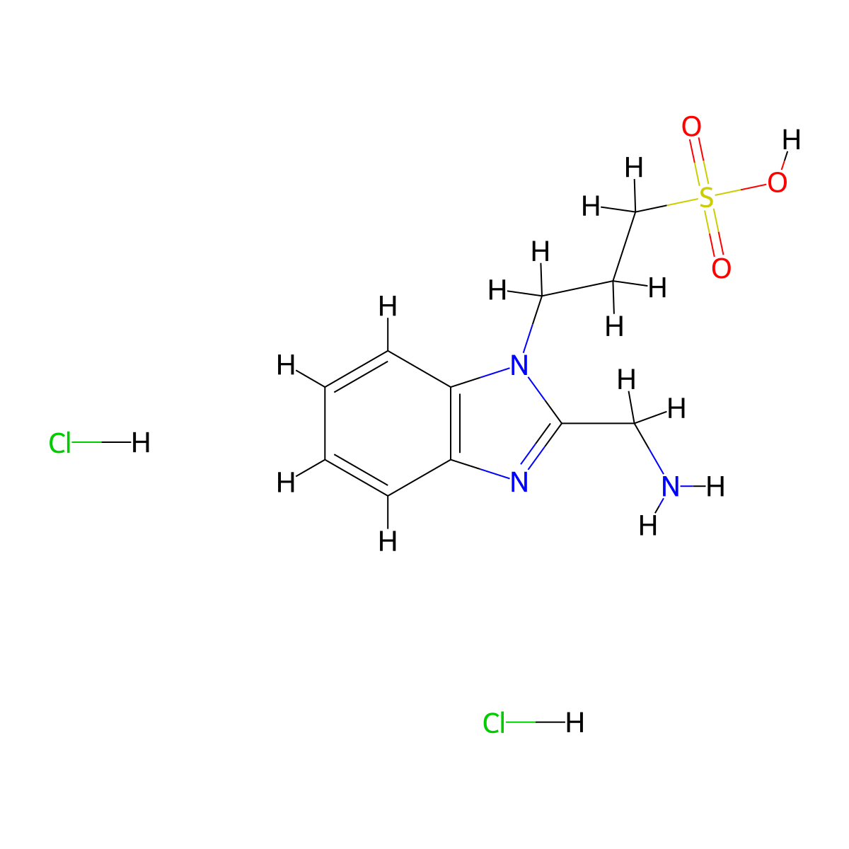 3-(2-(Aminomethyl)-1H-benzo[D]imidazol-1-YL)propane-1-sulfonic acid dihydrochloride molecular structure, CAS 2222444-69-9